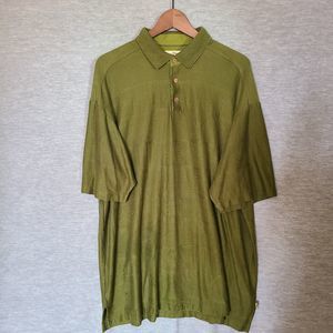 Tommy Bahama Polo Shirt Men's Extra Large Green Short Sleeve Casual Lounge